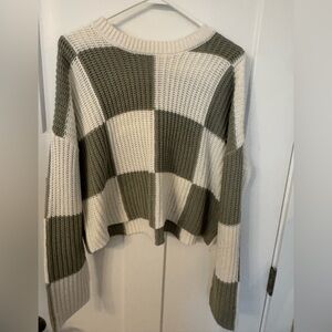moon & madison Olive and Cream Block Sweater